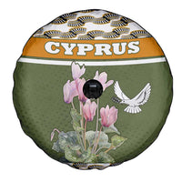 Cyprus Spare Tire Cover with Cyclamen Flower Illustration Design and National Emblem - Wonder Print Shop