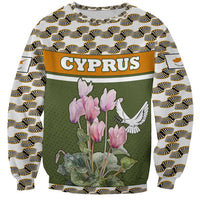 Cyprus Sweatshirt with Cyclamen Flower Illustration Design and National Emblem - Wonder Print Shop