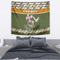 Cyprus Tapestry with Cyclamen Flower Illustration Design and National Emblem - Wonder Print Shop