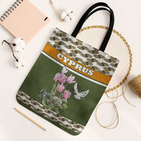 Cyprus Tote Bag with Cyclamen Flower Illustration Design and National Emblem - Wonder Print Shop