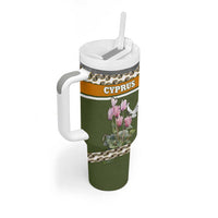 Cyprus Tumbler With Handle with Cyclamen Flower Illustration Design and National Emblem - Wonder Print Shop
