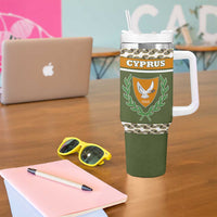 Cyprus Tumbler With Handle with Cyclamen Flower Illustration Design and National Emblem - Wonder Print Shop