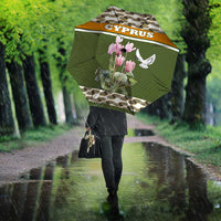 Cyprus Umbrella with Cyclamen Flower Illustration Design and National Emblem - Wonder Print Shop