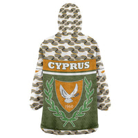 Cyprus Wearable Blanket Hoodie with Cyclamen Flower Illustration Design and National Emblem - Wonder Print Shop