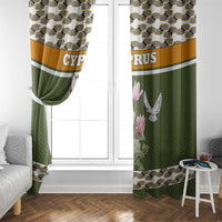 Cyprus Window Curtain with Cyclamen Flower Illustration Design and National Emblem - Wonder Print Shop