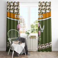 Cyprus Window Curtain with Cyclamen Flower Illustration Design and National Emblem - Wonder Print Shop