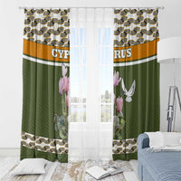 Cyprus Window Curtain with Cyclamen Flower Illustration Design and National Emblem - Wonder Print Shop