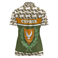 Cyprus Women Polo Shirt with Cyclamen Flower Illustration Design and National Emblem - Wonder Print Shop