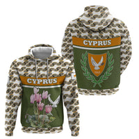Cyprus Zip Hoodie with Cyclamen Flower Illustration Design and National Emblem - Wonder Print Shop