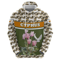 Cyprus Zip Hoodie with Cyclamen Flower Illustration Design and National Emblem - Wonder Print Shop