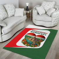 Hungary Area Rug with Budapest Heart Illustration Design and Crown Emblem - Wonder Print Shop