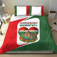 Hungary Bedding Set with Budapest Heart Illustration Design and Crown Emblem - Wonder Print Shop