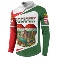 Hungary Button Sweatshirt with Budapest Heart Illustration Design and Crown Emblem - Wonder Print Shop