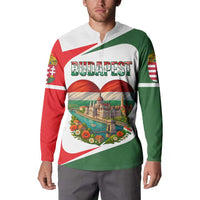 Hungary Button Sweatshirt with Budapest Heart Illustration Design and Crown Emblem - Wonder Print Shop