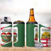 Hungary 4 in 1 Can Cooler Tumbler with Budapest Heart Illustration Design and Crown Emblem - Wonder Print Shop