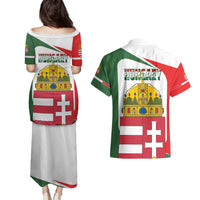 Hungary Couples Matching Puletasi and Hawaiian Shirt with Budapest Heart Illustration Design and Crown Emblem - Wonder Print Shop
