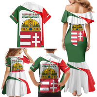 Hungary Family Matching Mermaid Dress and Hawaiian Shirt with Budapest Heart Illustration Design and Crown Emblem - Wonder Print Shop