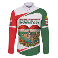 Hungary Family Matching Off Shoulder Maxi Dress and Hawaiian Shirt with Budapest Heart Illustration Design and Crown Emblem - Wonder Print Shop