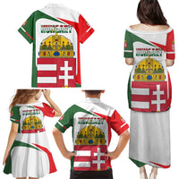Hungary Family Matching Puletasi and Hawaiian Shirt with Budapest Heart Illustration Design and Crown Emblem - Wonder Print Shop