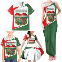 Hungary Family Matching Tank Maxi Dress and Hawaiian Shirt with Budapest Heart Illustration Design and Crown Emblem - Wonder Print Shop