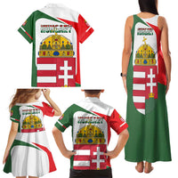 Hungary Family Matching Tank Maxi Dress and Hawaiian Shirt with Budapest Heart Illustration Design and Crown Emblem - Wonder Print Shop
