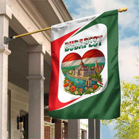 Hungary Garden Flag with Budapest Heart Illustration Design and Crown Emblem - Wonder Print Shop
