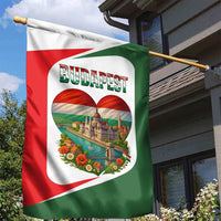 Hungary Garden Flag with Budapest Heart Illustration Design and Crown Emblem - Wonder Print Shop