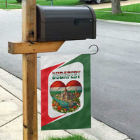 Hungary Garden Flag with Budapest Heart Illustration Design and Crown Emblem - Wonder Print Shop