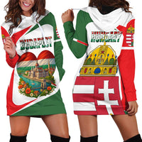 Hungary Hoodie Dress with Budapest Heart Illustration Design and Crown Emblem - Wonder Print Shop
