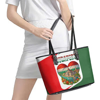 Hungary Leather Tote Bag with Budapest Heart Illustration Design and Crown Emblem - Wonder Print Shop