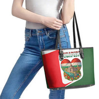 Hungary Leather Tote Bag with Budapest Heart Illustration Design and Crown Emblem - Wonder Print Shop