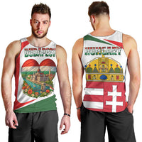 Hungary Men Tank Top with Budapest Heart Illustration Design and Crown Emblem - Wonder Print Shop