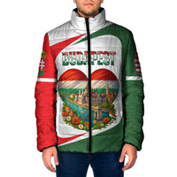 Hungary Padded Jacket with Budapest Heart Illustration Design and Crown Emblem - Wonder Print Shop