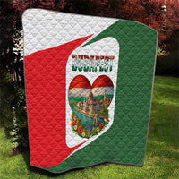 Hungary Quilt with Budapest Heart Illustration Design and Crown Emblem - Wonder Print Shop