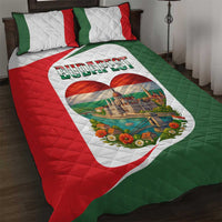 Hungary Quilt Bed Set with Budapest Heart Illustration Design and Crown Emblem - Wonder Print Shop