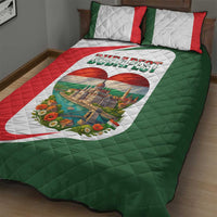 Hungary Quilt Bed Set with Budapest Heart Illustration Design and Crown Emblem - Wonder Print Shop