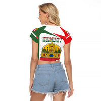 Hungary Raglan Cropped T Shirt with Budapest Heart Illustration Design and Crown Emblem - Wonder Print Shop