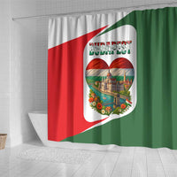 Hungary Shower Curtain with Budapest Heart Illustration Design and Crown Emblem - Wonder Print Shop