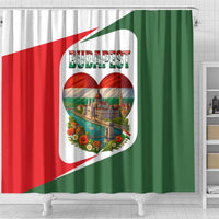 Hungary Shower Curtain with Budapest Heart Illustration Design and Crown Emblem - Wonder Print Shop