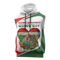 Hungary Sleeveless Hoodie with Budapest Heart Illustration Design and Crown Emblem - Wonder Print Shop