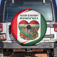 Hungary Spare Tire Cover with Budapest Heart Illustration Design and Crown Emblem - Wonder Print Shop