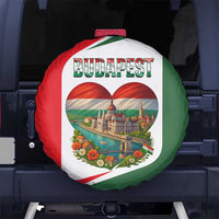 Hungary Spare Tire Cover with Budapest Heart Illustration Design and Crown Emblem - Wonder Print Shop