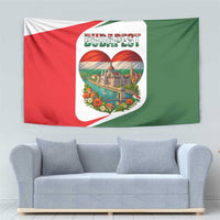 Hungary Tapestry with Budapest Heart Illustration Design and Crown Emblem - Wonder Print Shop