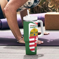 Hungary Tumbler With Handle with Budapest Heart Illustration Design and Crown Emblem - Wonder Print Shop