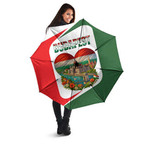 Hungary Umbrella with Budapest Heart Illustration Design and Crown Emblem - Wonder Print Shop