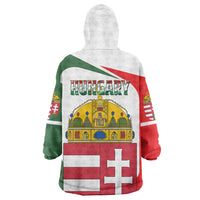 Hungary Wearable Blanket Hoodie with Budapest Heart Illustration Design and Crown Emblem - Wonder Print Shop