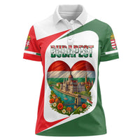Hungary Women Polo Shirt with Budapest Heart Illustration Design and Crown Emblem - Wonder Print Shop