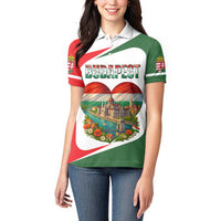 Hungary Women Polo Shirt with Budapest Heart Illustration Design and Crown Emblem - Wonder Print Shop