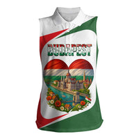Hungary Women Sleeveless Polo Shirt with Budapest Heart Illustration Design and Crown Emblem - Wonder Print Shop