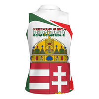 Hungary Women Sleeveless Polo Shirt with Budapest Heart Illustration Design and Crown Emblem - Wonder Print Shop